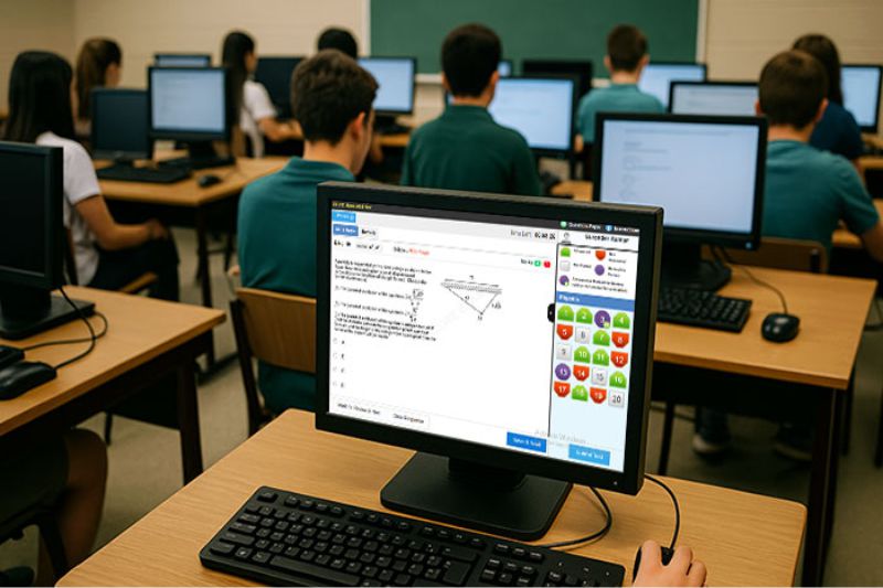 Computer lab with students working on computers