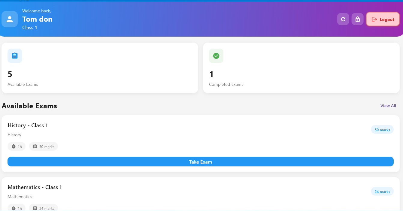 Computer-based testing interface with exam questions
